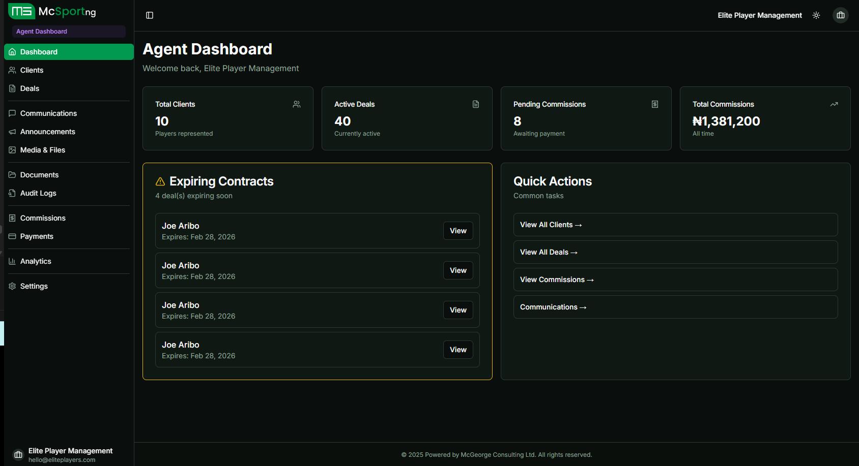 Agent Dashboard