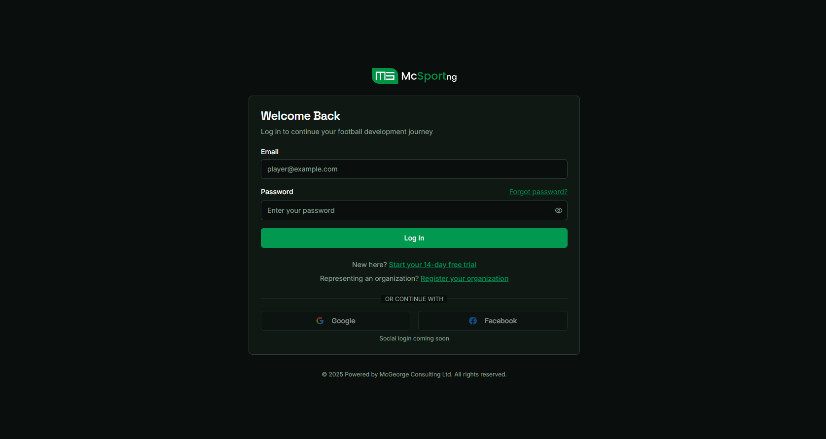 Login Page Screenshot