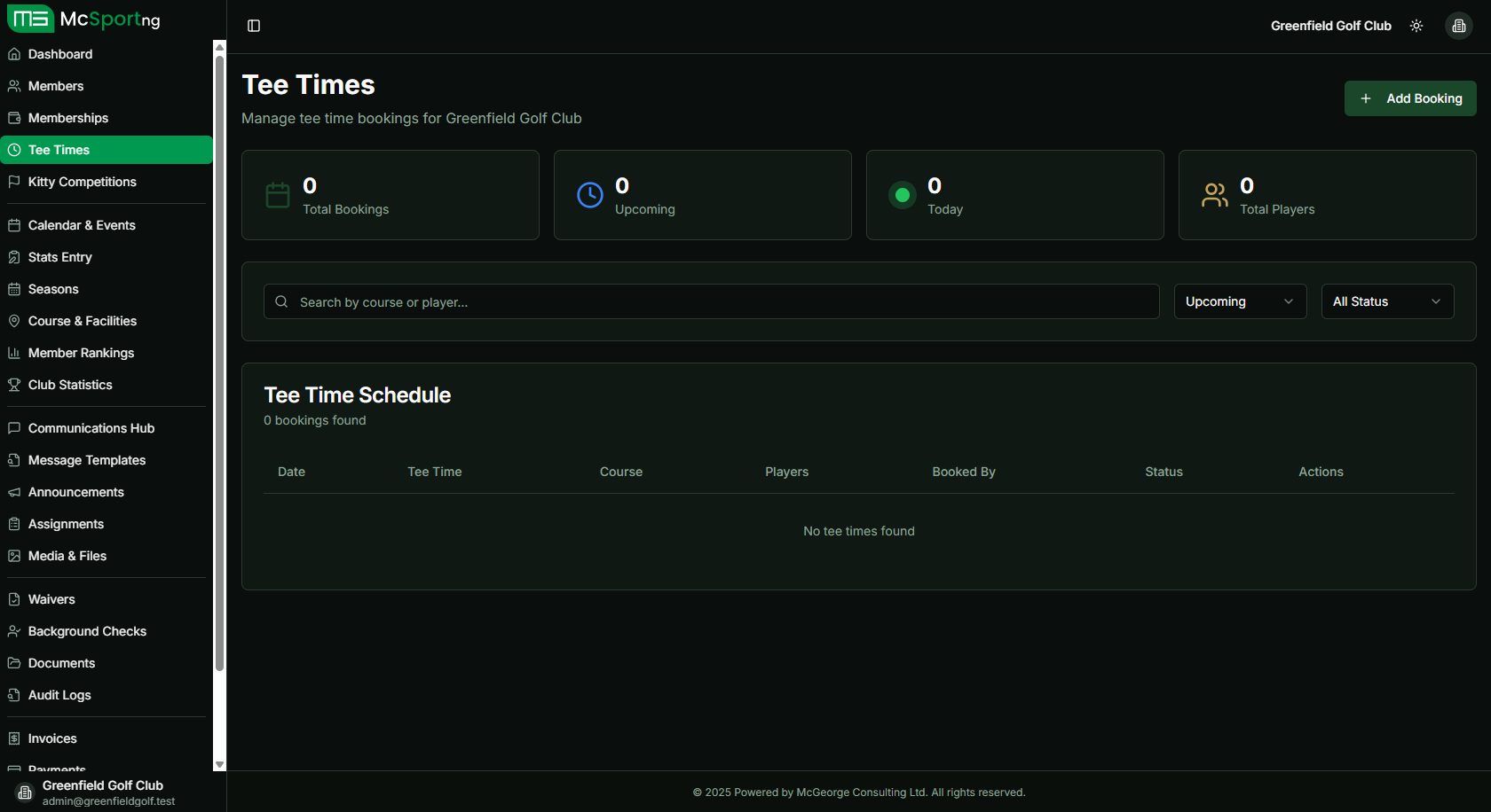 Organization Tee Times