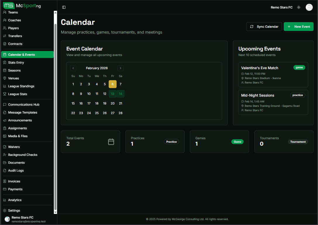Organization Calendar