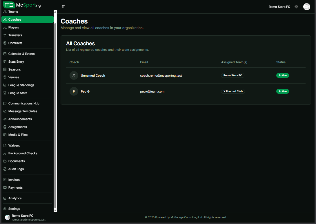 Organization Coaches