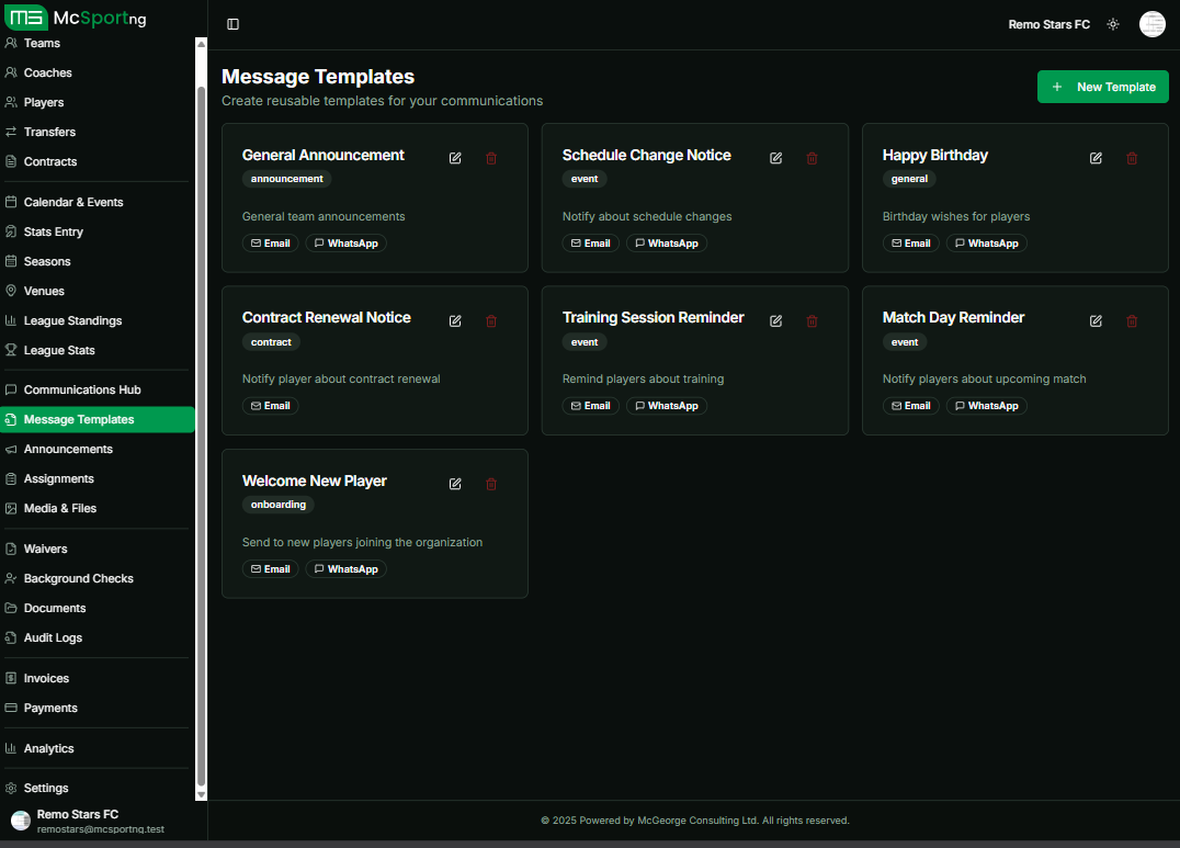 Organization Communication Templates