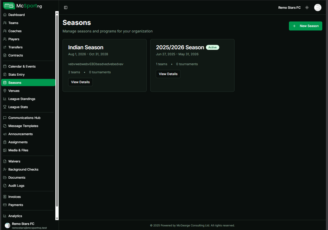 Organization Seasons