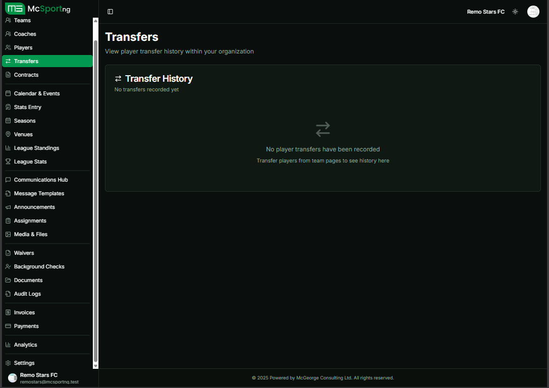 Organization Transfers