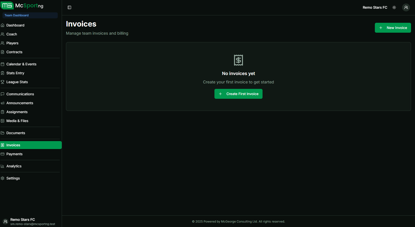 Team Billing Invoices