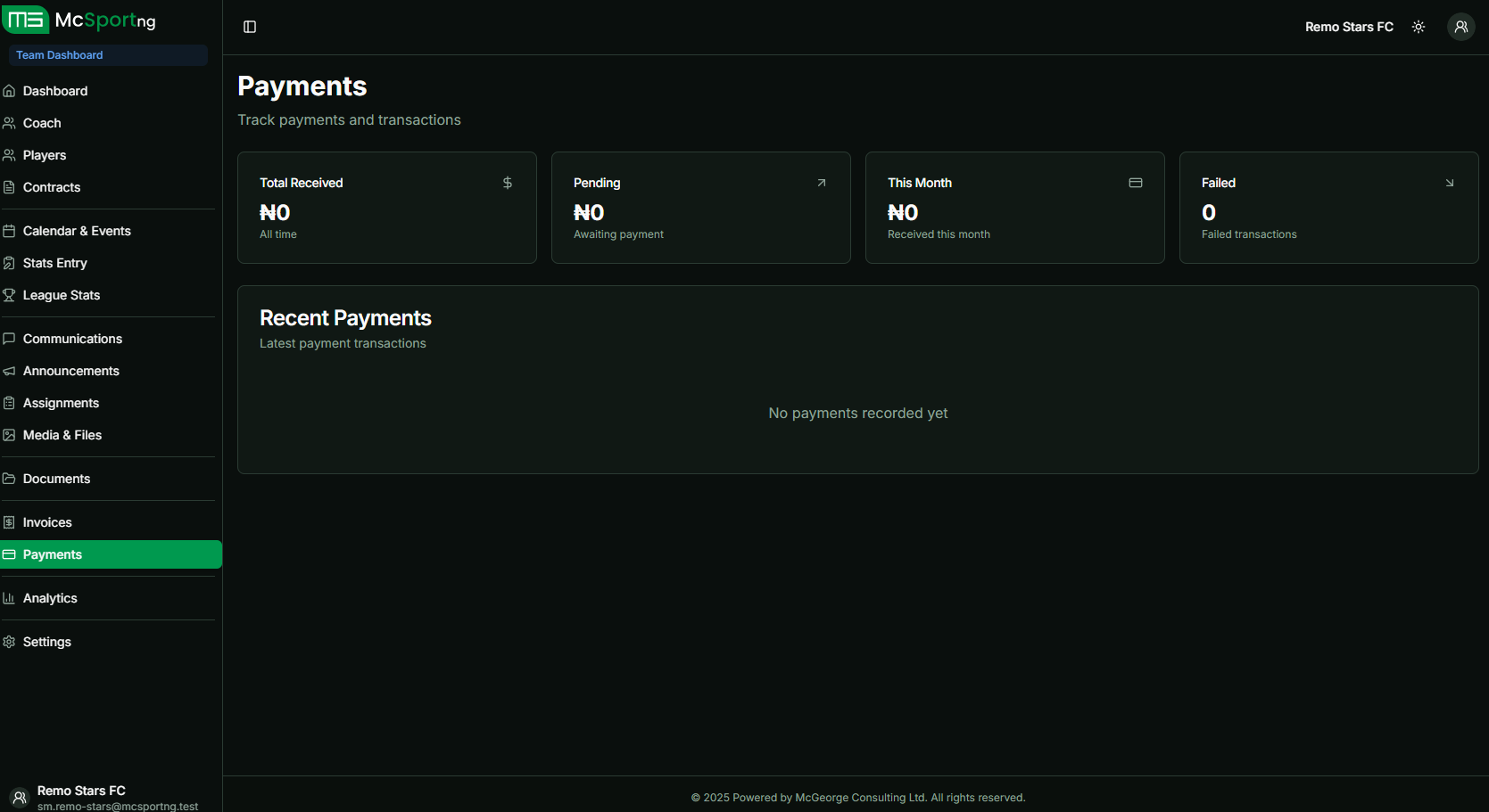 Team Billing Payments